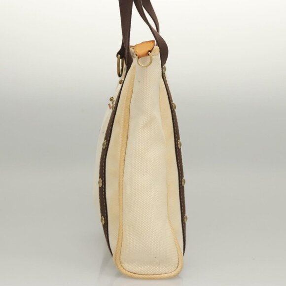 LOUIS VUITTON Antigua Cabas PM Tote Bag White Brown M40036 LV Auth th5823 - Picture 4 of 16